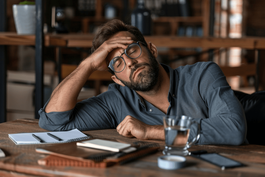 Man tired at his desk