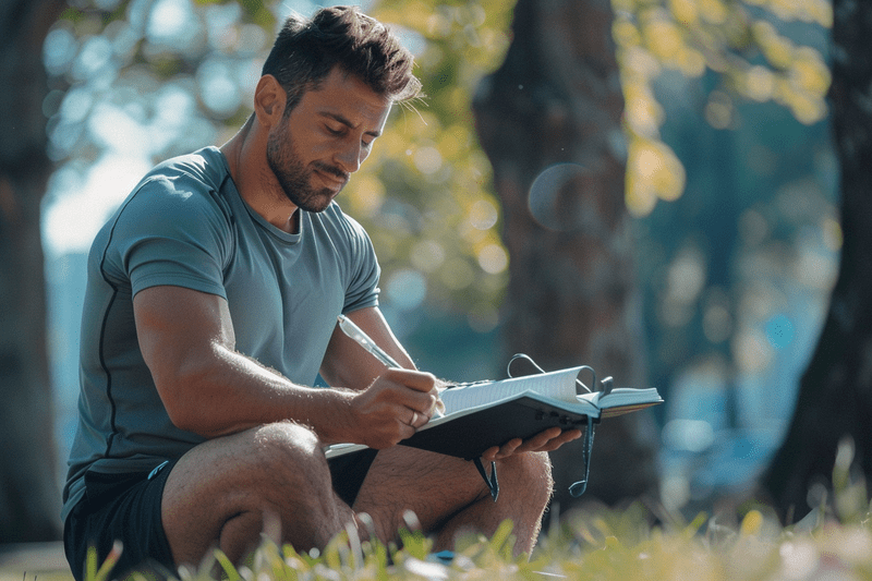 Man writing in diary 