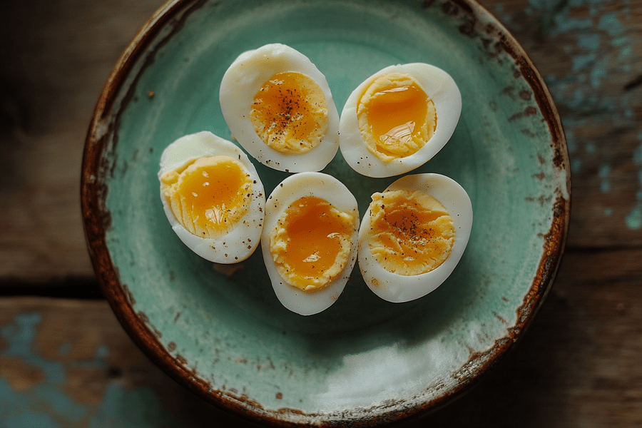 Boiled eggs with seasoning